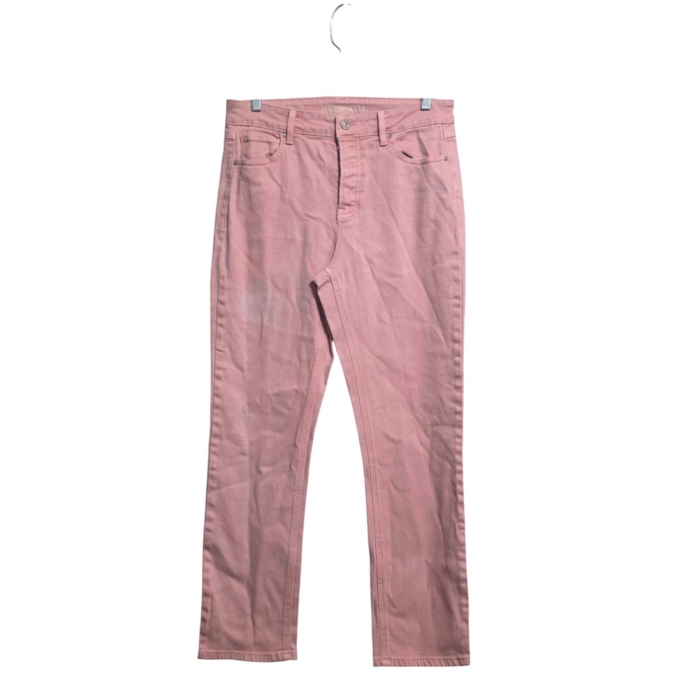 Sound Style Womens Pink High Rise Straight Leg Stretch Jeans Size 6